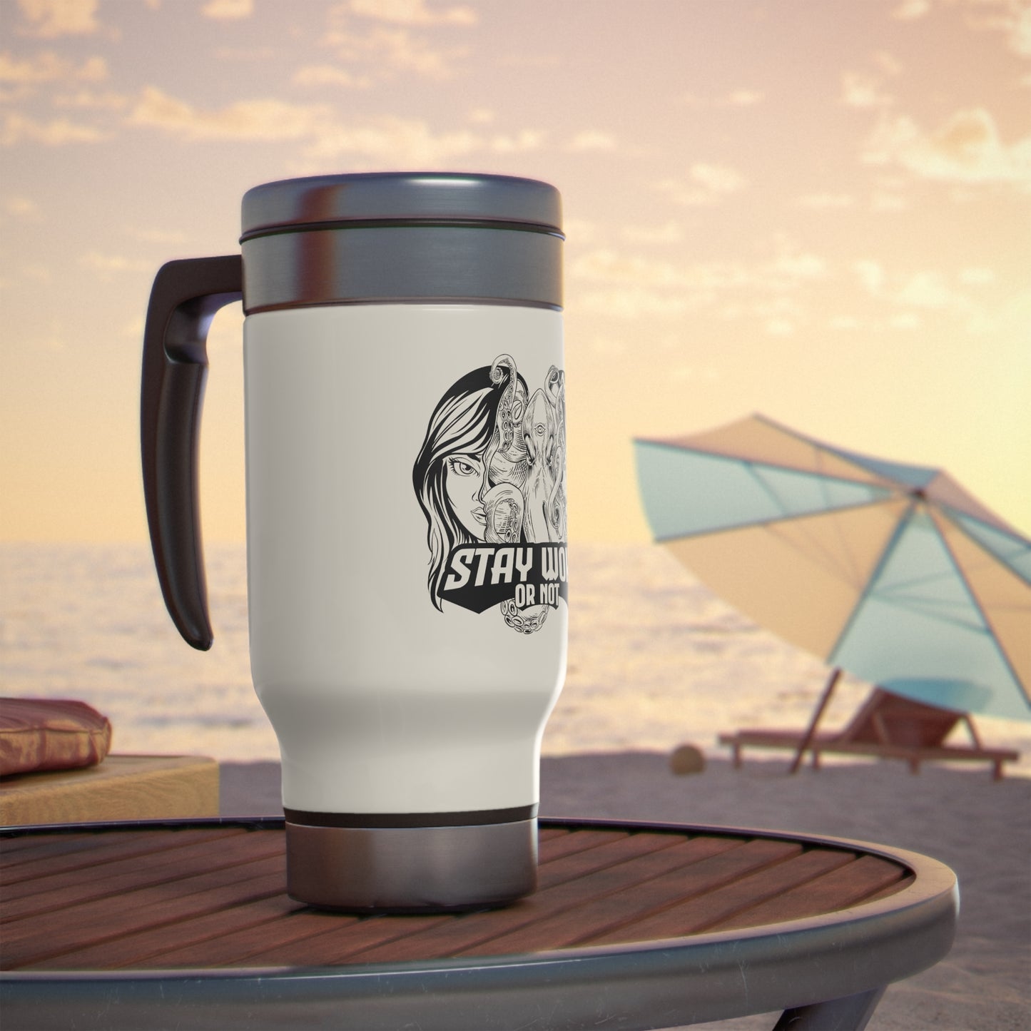 Stainless Steel Travel Mug with Handle, 14oz