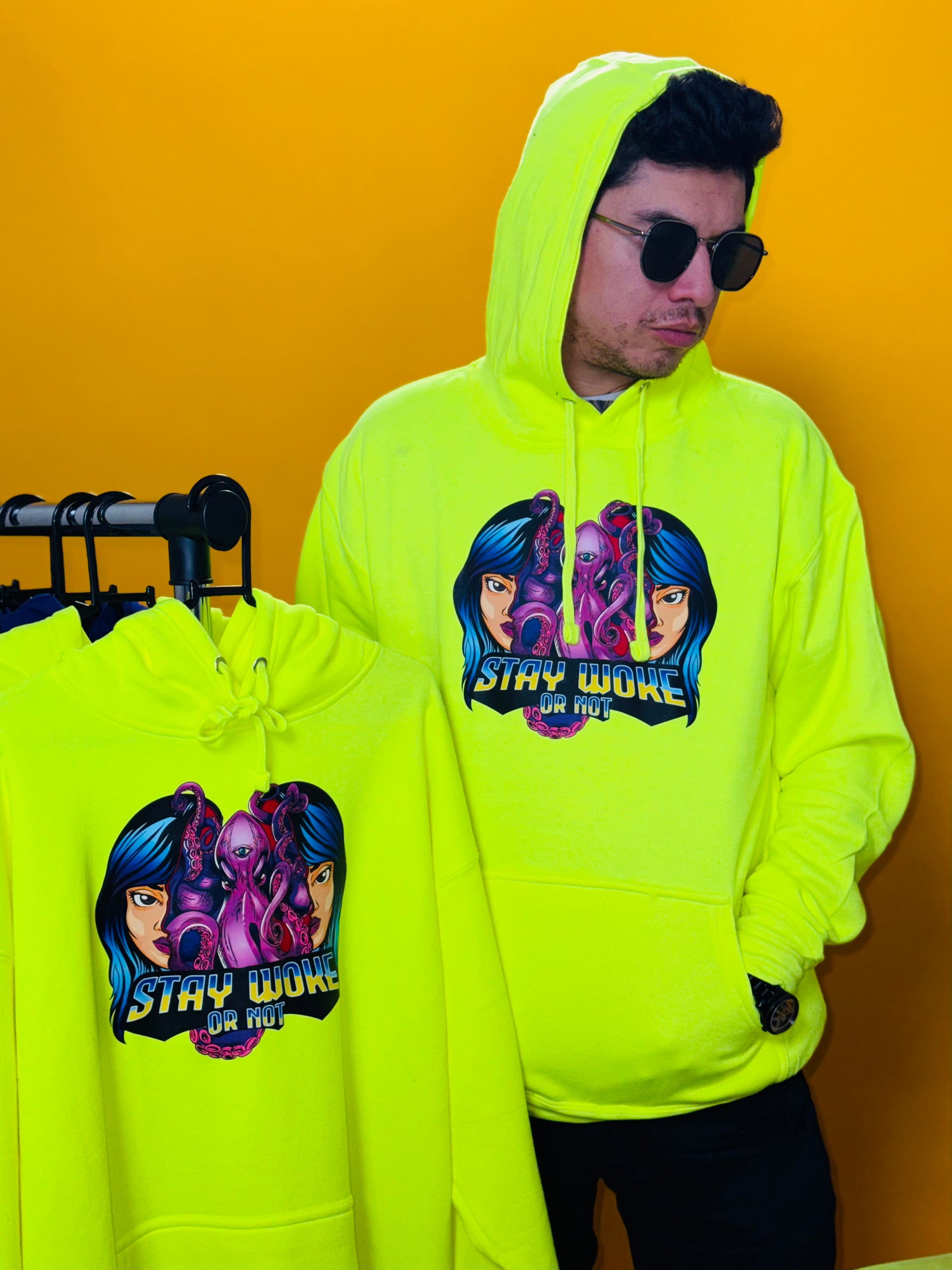 Fluorescent yellow hoodie best sale